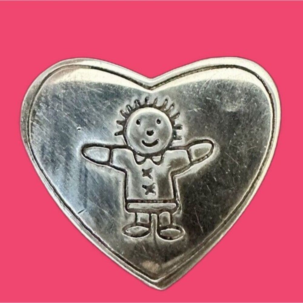 Signed EFS MEXICO 925 Sterling Silver Boy Child Figure Heart Necklace